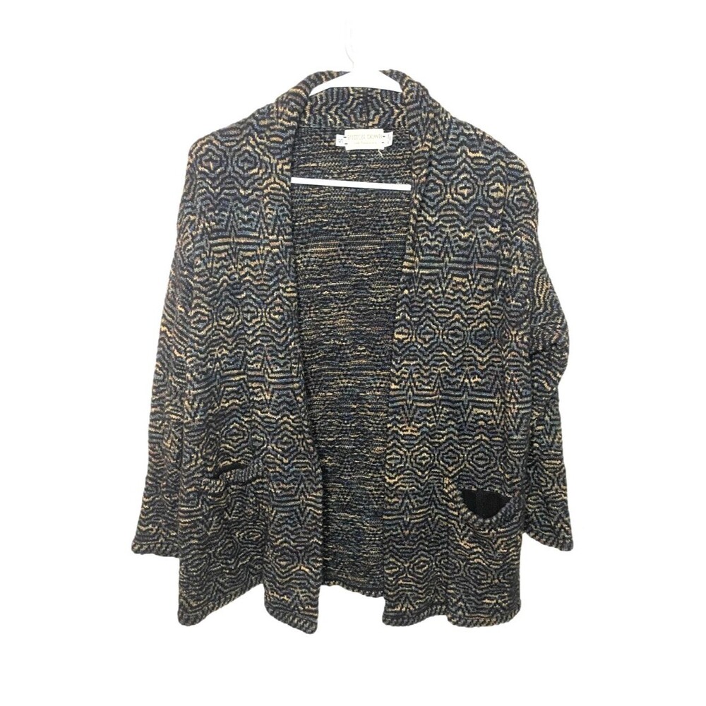 Button Down San Francisco Open Front Cardigan Heavy Knit Patterned Women S
